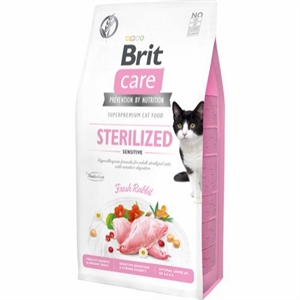 7 kg Brit Care kattefoder til voksne Steriliserede katte med sensitiv mave - kornfrit
