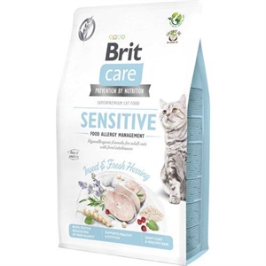 2 kg Brit Care Cat kattemad til sensitive katte med insekter og sild - kornfri