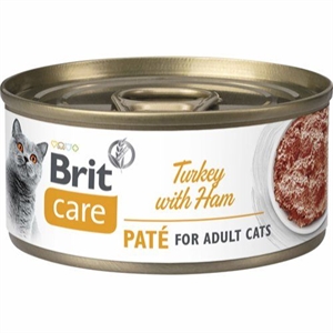 24 x 70 g Brit katte-vådfoder med kalkunpaté og skinke