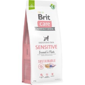 12 kg Brit Care hundefoder Sensitive skin med fisk og insekter til alle typer hunde - Kornfrit
