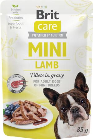 24 stk x 85 g Brit Care vådfoder med mini lamme fileter i sovs til voksne hunde