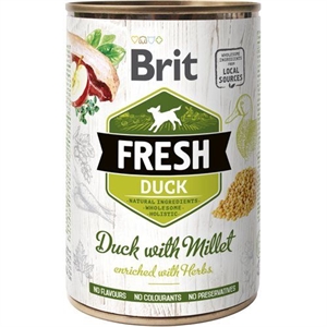 6 x 400 gr Brit Fresh hundevådfoder med and og hirse - glutenfri