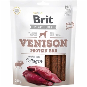 Brit hundesnack Jerky Venison Protein Bar 200g - kornfrit