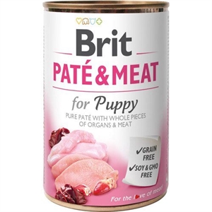 6 x 400 gr Brit care Pate hvalpe hundefoder med kylling og kalkun - kornfrit