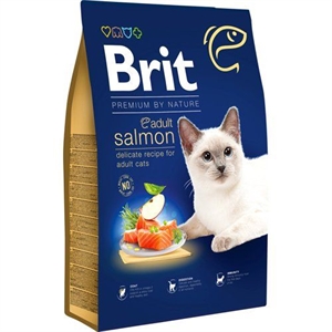 8 kg Brit Premium by Nature kattefoder til voksne katte med laks fra 1 til 7 år