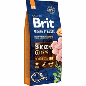 15 kg Brit Premium by Nature hundefoder Senior til hunde fra 1 til 25 kg