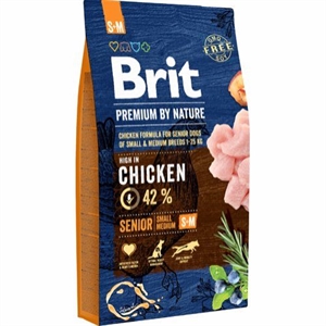 8 kg Brit Premium by Nature hundefoder Senior til hunde fra 1 til 25 kg