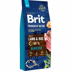 15 kg Brit Premium by Nature Sensitive hundefoder med lam til alle hunderacer