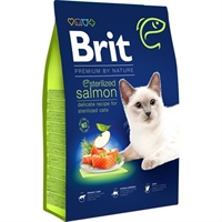 8 kg Brit Premium kattefoder til steriliserede katte med laks fra 1 til 7 år