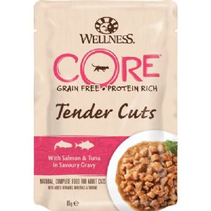 24 x 85 gr CORE kattevåd foder med kylling - laks og tun i sovs - kornfri