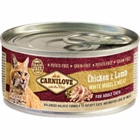 12 x 100 gr Carnilove kattevådfoder med Kylling & Lam til voksne katte - korn og kartoffelfri