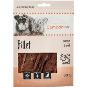 5 stk Companion hundesnack med tørret oksekød i fillet 80g sukker og glutenfri