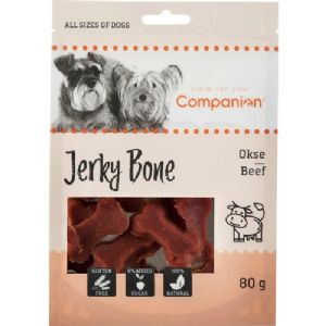 5 stk Companion hundesnack med tørret oksekød jerky ben 80g sukker og glutenfri