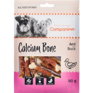 5 stk Companion hundesnack med tørret kylling på calcium ben 80g sukker og glutenfri