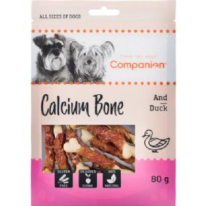 5 stk Companion hundesnack med tørret And på calcium ben 80g sukker og glutenfri