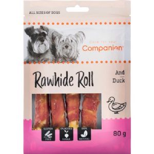 5 stk Companion hundesnack kylling ruller 80g sukker og glutenfri