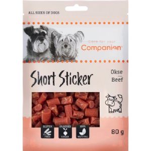 5 stk Companion hundesnack med oksekød stick 1,5 cm - 80g sukker og glutenfri