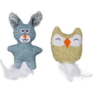 Companion plush toy with catnip filling - rabbit & owl ass.