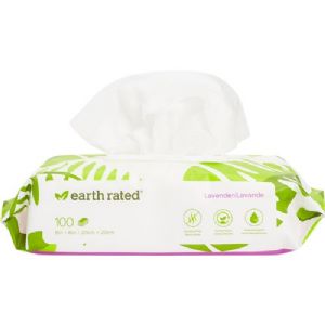 Earth Rated vådservietter med lavendel til hunde - 100 stk af 20 x 20 cm