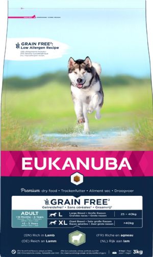 Eukanuba hundefoder adult Large - Xlarge breed kornfri med lam fra 18 mdr til 6 år