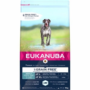 3 kg Eukanuba hundefoder  Adult Large breed kornfri med fisk