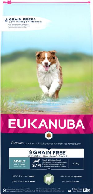 12 kg Eukanuba hundefoder Adult Small - medium breed kornfri med lam fra 1 til 7 år