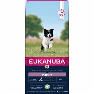 12 kg Eukanuba hvalpefoder Small og Medium med lam og ris