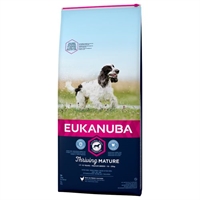 12 kg Eukanuba hundefoder Thriving Mature Medium Breed med kylling fra 7 til 10 år
