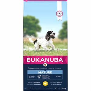 Eukanuba hundefoder Mature Medium Breed med kylling fra 7 til 10 år