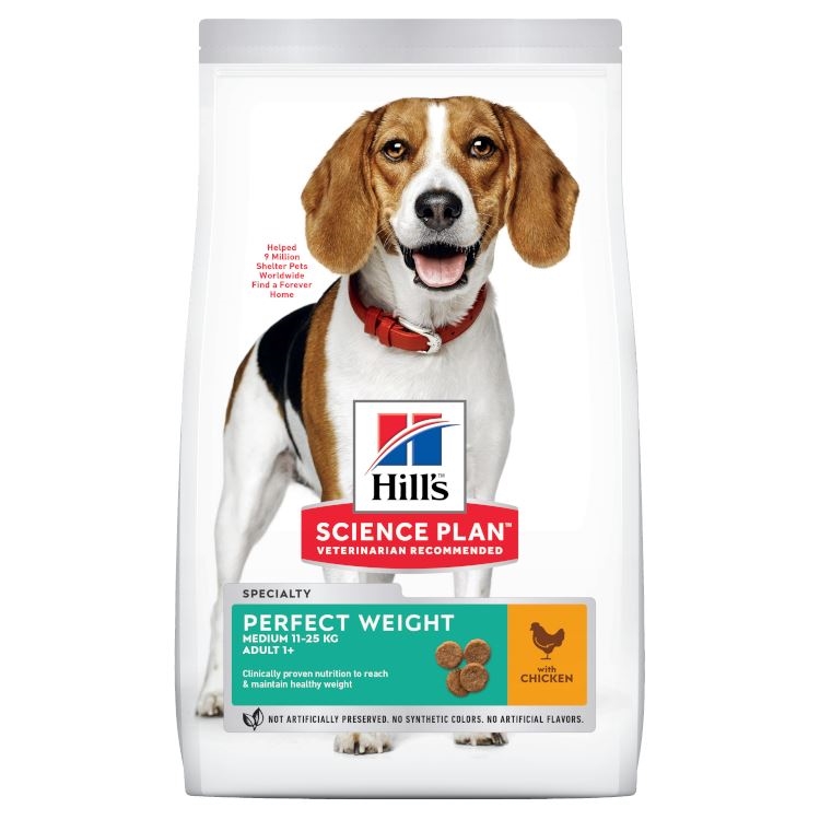 12 kg Hills Perfect Weight medium under 25 kg - til hunde over 1 år