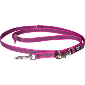 K9 super grip dressurline 2,2 meter - 20 mm pink - grå