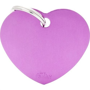 Hundetegn My Family basic hjerte stor purple