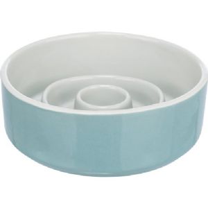 Trixie foderskål i keramik Slow Feeding - grå og blå