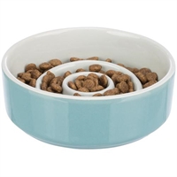 Trixie foderskål i keramik Slow Feeding 0.9 liter - ø 17 cm grå og blå
