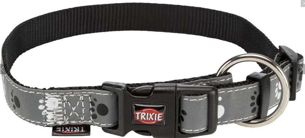 Trixie hundehalsbånd med reflex - 55 cm - 20 mm grå og sølv