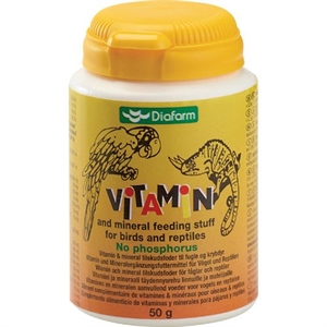 Vitamin og mineral pulver til - fugle og krybdy 50g uden phosphor