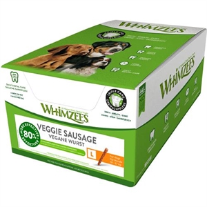 50 stk Whimzees veggiepølser Large til store hunde fra 18 til 27 kg - glutenfri