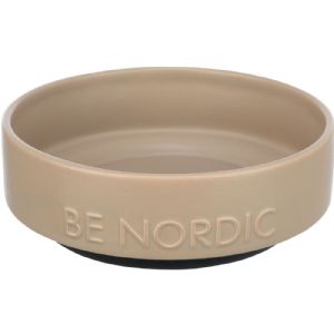 Trixie BE NORDIC hundefoder og vandskål i keramik med gummikant 0,5 liter ø16 cm - beige