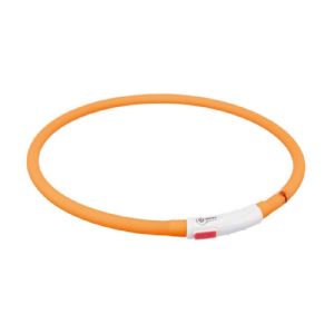 Trixie Hunde lysbånd Orange til alle hunde med tilpasning Ø70 cm - med USB opladning