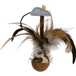 Trixie Kattelegetøj Fjerbold med mus og lyd 15 cm