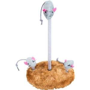 Trixie Kattelegetøj Musefamilie på fjeder med catnip 22 cm - ø 15 cm