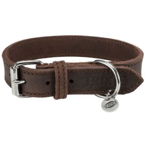 Trixie Rustic læder hundehalsbånd 34 - 40 cm 25 mm mørkebrun