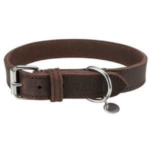 Trixie Rustic læder hundehalsbånd 42 - 48 cm 25 mm mørkebrun