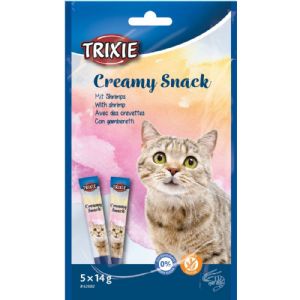 Trixie cremet katte snack med tun og rejer 5 x 14 g - glutenfri