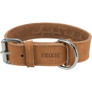 Trixie fedtlæder hundehalsbånd Heartbeat 38 til 47 cm 40 mm brun