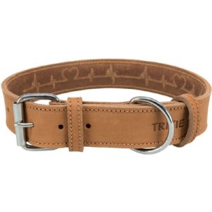 Trixie fedtlæder hundehalsbånd Heartbeat 55 til 65 cm 40 mm brun