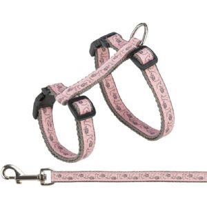 Trixie kattesele med line - brystomkreds fra 27 til 45 cm - 13 mm - line 1.20 m - pink