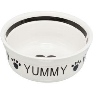 Trixie keramik foder- og vandskål til hunde og katte - 0.25 liter - ø 13 cm - hvid - sort