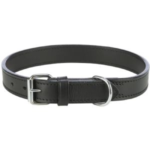 Trixie læder hundehalsbånd 27 - 32 cm - sort