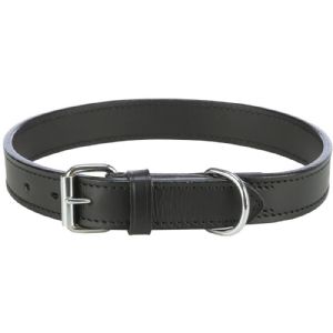 Trixie læder hundehalsbånd 52 - 63 cm - sort